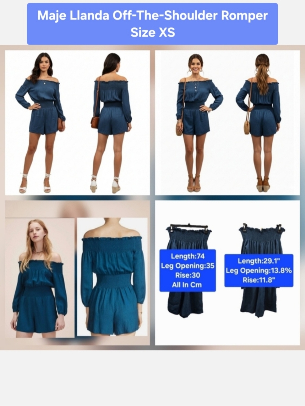 Maje Llanda Off-The-Shoulder Romper Size XS